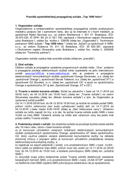 Pravidl&aacute; spotrebiteľskej propagačnej s&uacute;ťaže &bdquo;Top 1000 hitov&ldquo; 1