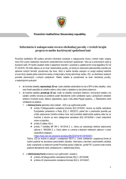 Finančné riaditeľstvo Slovenskej republiky Informácia k