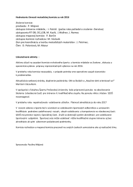 Spr&aacute;va o činnosti MetKO SZO&Scaron; 2016