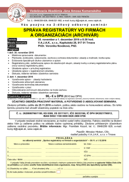 Správa registratúry vo firmách a organizáciách