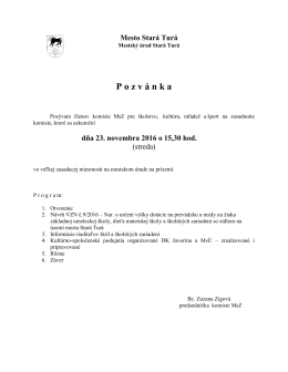 Pozvánka na zasadnutie komisie MsZ pre školstvo