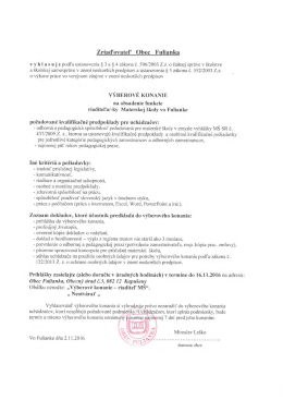 Výberové konanie na obsadenie funkcie riaditeľa/ky materskej školy