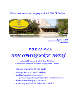 deň otvoren&yacute;ch dver&iacute; - Obchodn&aacute; akad&eacute;mia Pre&scaron;ov