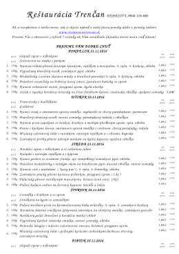 Denn&eacute; menu - Re&scaron;taur&aacute;cia Trenčan