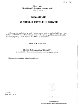 oznámenie o zrušení trvalého pobytu