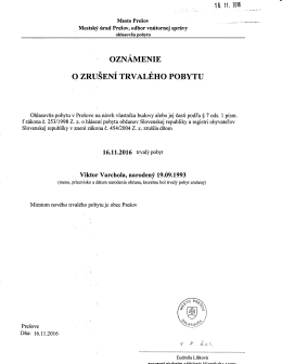 oznámenie o zruseni trv aleho pobytu