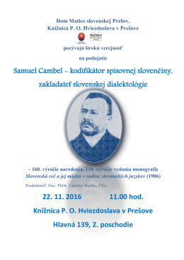 Pozvánka  - Matica Slovenská
