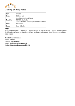 2-izbov&yacute; byt Doln&yacute; Kub&iacute;n