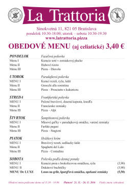 OBEDOV&Eacute; MENU (aj celiatick&eacute;) 3,40