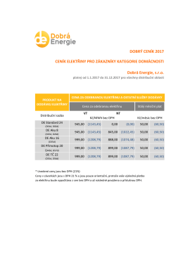DOBRÝ CENÍK 2017 CENÍK ELEKTŘINY PRO ZÁKAZNÍKY