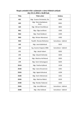 Rozpis umístění tříd v učebnách v rámci třídních schůzek dne 23.11