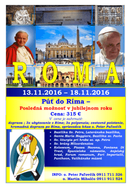 13.11.2016 – 18.11.2016 Púť do Ríma