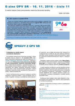 E-zine ÚPV SR – 16. 11. 2016 – číslo 11