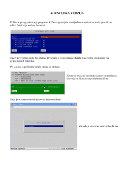 Dodatne opcije kod agencijske verzije programa
