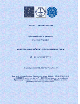 VIII NEDELJA BOLNIČKE KLINIČKE FARMAKOLOGIJE 26 &ndash; 27