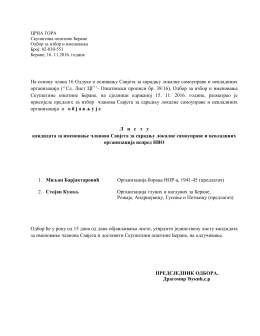 Листа кандидата за именовање чланова Савјета за сарадњу