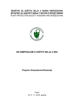 Program XIII Simpozijuma  - Društvo za zaštitu bilja u Bosni i