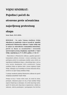 VOJNI SINDIKAT: Pojedinci počeli da otvoreno prete učesnicima