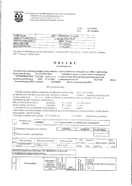 14.11.2016. ЈН 115 - Одлука о додели уговора (резервни делови