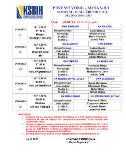 PRVENSTVOBiH – MUŠKARCI NOMINACIJE SLUŽBENIH LICA