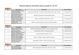 Raspored odbrana seminarskih radova – grupe A1, A3 i A11