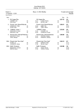 Kup Kikinde 2016 Kikinda, 12/11/2016 Event 11 Boys, 4 x 50m