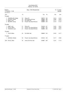 Kup Kikinde 2016 Kikinda, 12/11/2016 Event 5 Boys, 100m