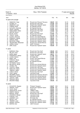 Kup Kikinde 2016 Kikinda, 12/11/2016 Event 13 Boys, 100m