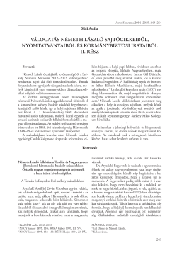 Válogatás Németh lászló sajtócikkeiBől, NyomtatVáNyaiBól és