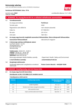 Biztons&aacute;gi adatlap: Perkl&oacute;rsav