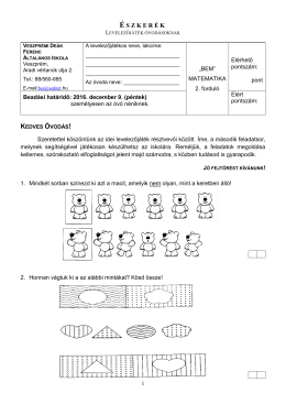 Észkerék levelezőjáték 2. forduló óvodásoknak