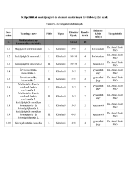 K&uuml;lpolitikai szak&uacute;js&aacute;g&iacute;r&oacute; &eacute;s elemző szakir&aacute;ny&uacute; tov&aacute;bbk&eacute;pz&eacute;si szak