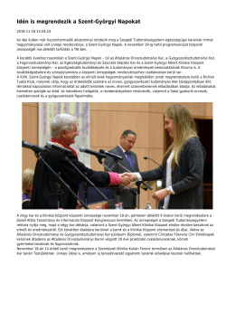 Id&eacute;n is megrendezik a Szent-Gy&ouml;rgyi Napokat