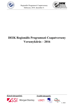 Versenykiírás - DEIK Regionális Programozó Csapatverseny