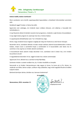 2016. november 15. - 1426. Csillag&ouml;sv&eacute;ny Cserk&eacute;szcsapat