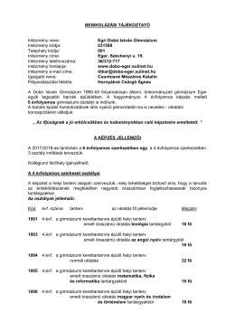 Beiskol&aacute;z&aacute;si t&aacute;j&eacute;koztat&oacute; - Dob&oacute; Istv&aacute;n Gimn&aacute;zium
