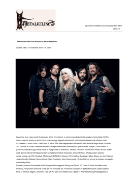 December 4- &eacute;n Doro koncert a Barba Negr &aacute;ban