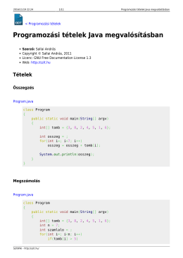 Programozási tételek Java megvalósításban