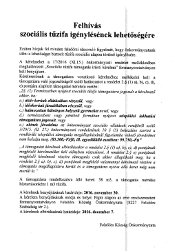 Felhívás szociális tűzifa igénylésének lehetőségére
