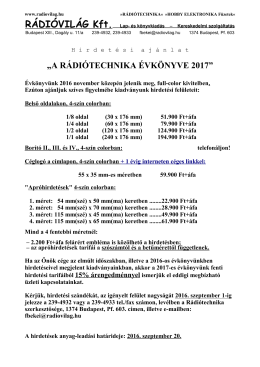 &bdquo;A R&Aacute;DI&Oacute;TECHNIKA &Eacute;VK&Ouml;NYVE 2017&rdquo;