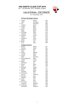 List of Entries - ICE DANCE