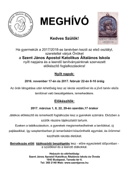 ide - Szent János Apostol Katolikus Általános Iskola