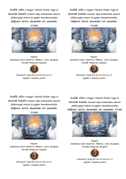 Időpont: 2016. december 10. szombat, 19.00 Időpont: 2016