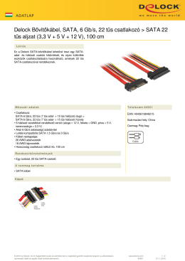 Delock Bőv&iacute;tők&aacute;bel, SATA, 6 Gb/s, 22 tűs csatlakoz&oacute; > SATA 22 tűs