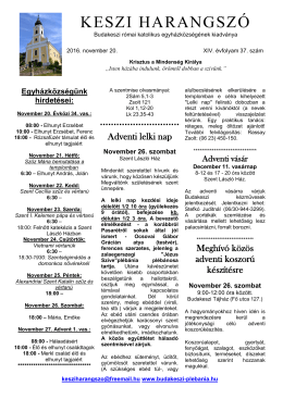 2016. november 20. - Budakeszi Plébánia