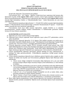 T.C. SİNOP &Uuml;NİVERSİTESİ &Ouml;ĞRENCİ İŞLERİ DAİRE BAŞKANLIĞI