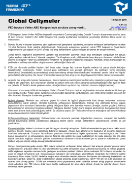 Global Gelişmeler - Yatırım Finansman