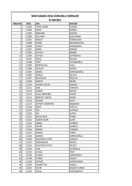 SEM KASIM 2016 ZORUNLU DERSLER B GRUBU