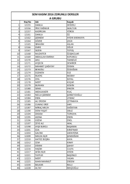 SEM KASIM 2016 ZORUNLU DERSLER A GRUBU