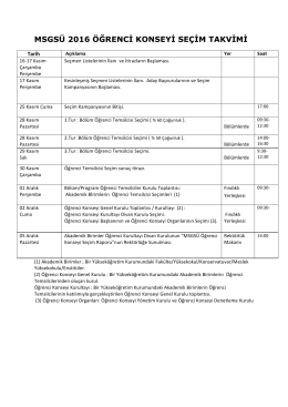 msgsu 2016 ogrencı kon seyi seçim takvimi